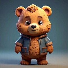 Adorable Teddy Bear Character with Hoodie - A Charming Digital Illustration.