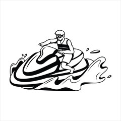 Man riding a jet ski on water vector illustration