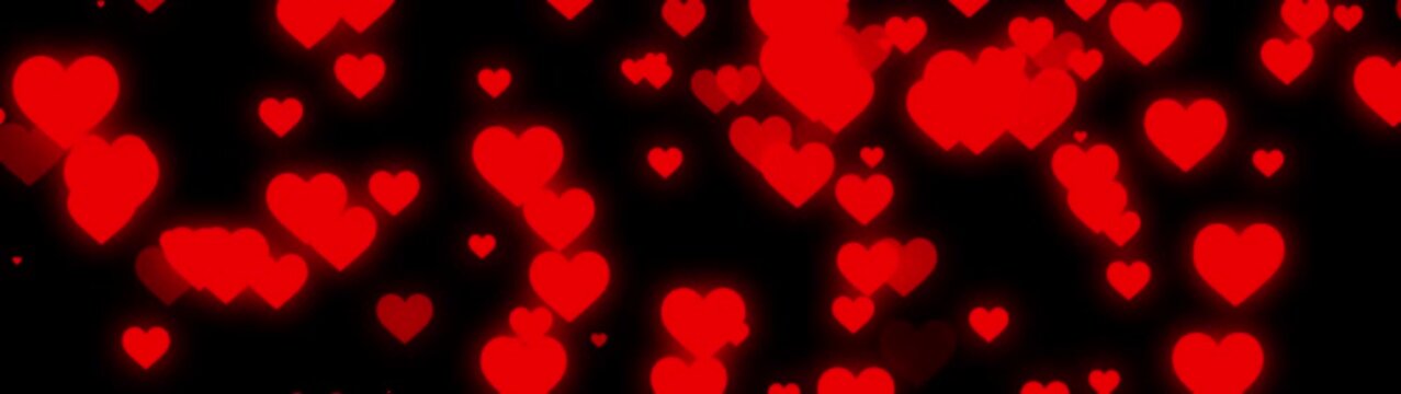 Glowing Red Hearts on Black Background for Valentine's Day and Love Concepts heart background romance