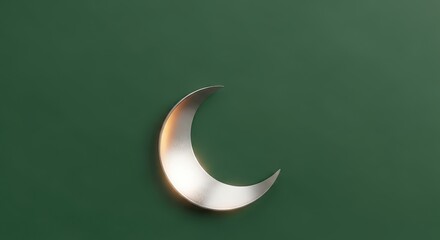 Silver crescent moon shape on emerald green background ramadan kareem islamic eid mubarak background download 2026 2027