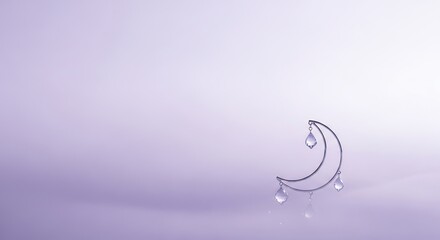 Soft lavender background with crescent moon and crystal drops ramadan kareem islamic eid mubarak background download 2026 2027