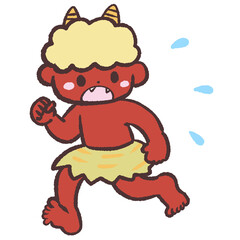 Naklejka premium 逃げる赤鬼のイラスト