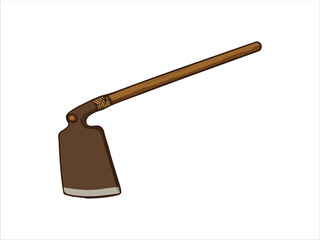 Vintage Style Wooden Hand Ax Resting Against Light Background