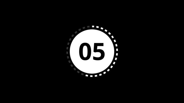 Ten seconds counter, 1 to 10 sec countup timer animation, 10 sec countup timer animation on black background.