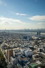 Fototapeta premium 東京江戸川区の船堀タワーホールから江東区荒川方面の眺め