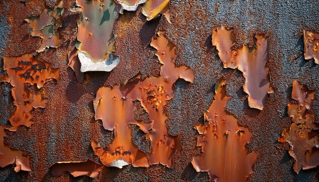 rusty oxidized metal texture with peeling paint