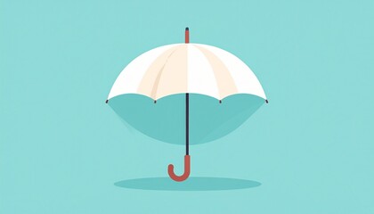 Pink and teal open umbrella floating on turquoise water with reflection minimal design