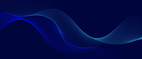 Flowing dark blue curve shape with soft gradient vector abstract background, relaxing and tranquil art, can illustrate health medical or sound of music.