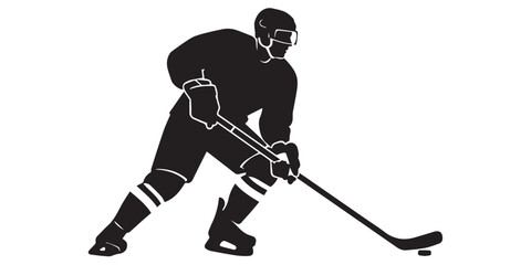 Obraz premium Hockey Player Silhouettes in Action Poses on White Background Keywords: hockey, player, ice hockey, silhouette, athlete, sport, Ice hockey player silhouettes, skating action poses,
