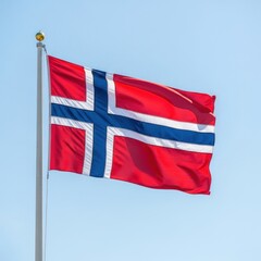 Norway Flag Waving Under Clear Sky