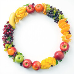 フルーツの円形飾りフレーム　コピースペース