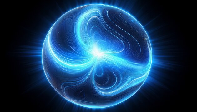 vibrant blue orb a glowing blue core with concentric light patterns ideal for high energy graphic overlays isolated on black and transparent 3d render