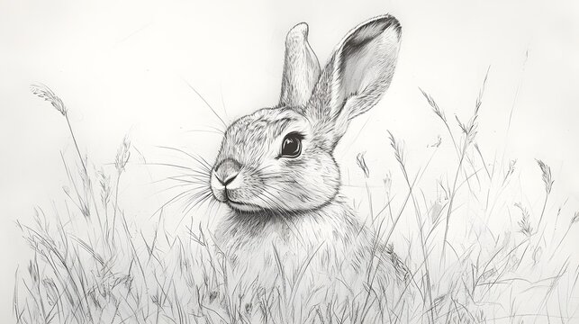 Fine art jackrabbit drawing highlighting fur structure and realism image