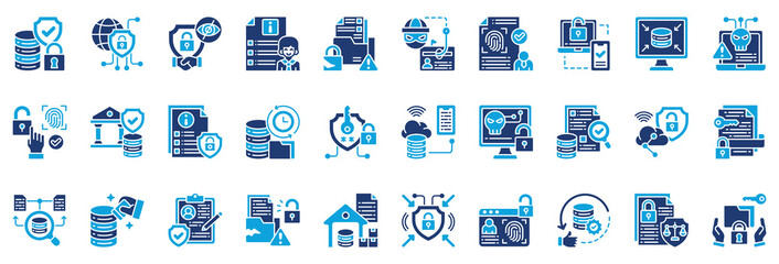 Data Protection Icon Collection Set. Glyph Color Style Icon Vector Illustration.