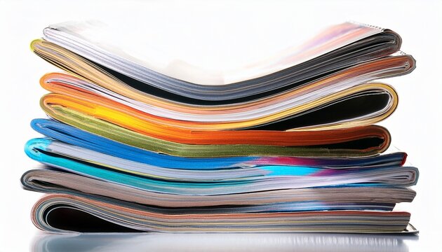 stack of glossy magazines various colors and images