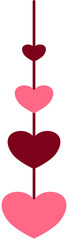 Dangling pink heart garland on vertical cord, aesthetic love-themed page divider and decorative string for Valentine's Day social media templates and romantic web design