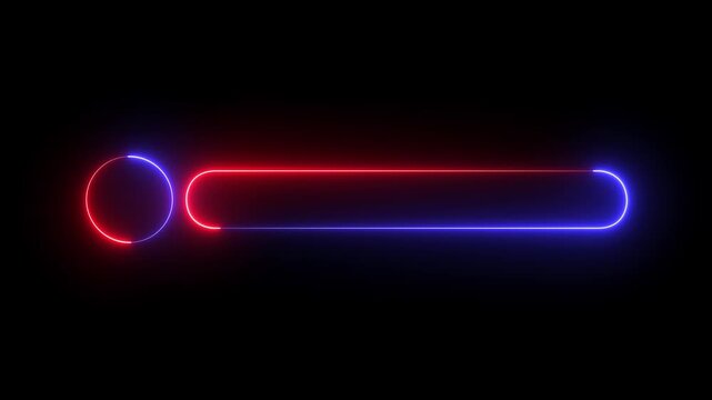 glowing neon Lower third title bar icon isolated on black background, name plate banner icon, text bar reveal, professional broadcast title strip. Suitable for content information and broadcasting.