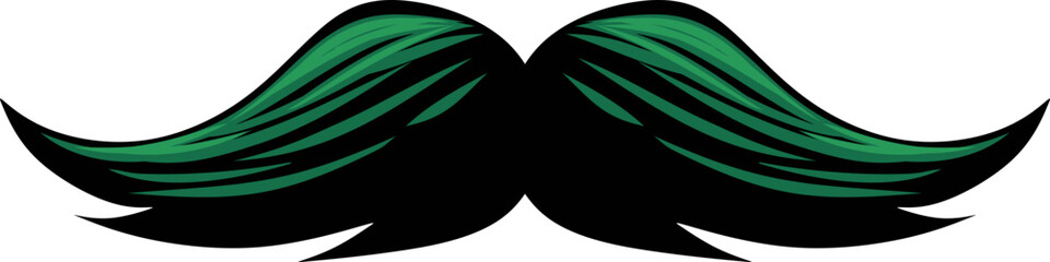 Stylish Green Mustache Illustration