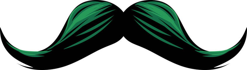 Stylish Green Mustache Illustration