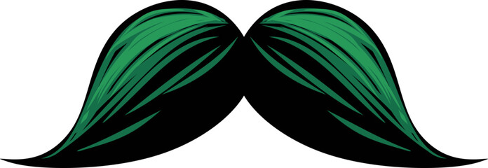Stylish Green Mustache Illustration