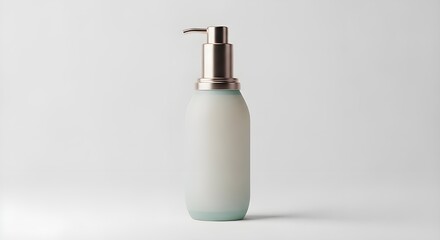 A sleek modern soap dispenser with a silver pump on a white background