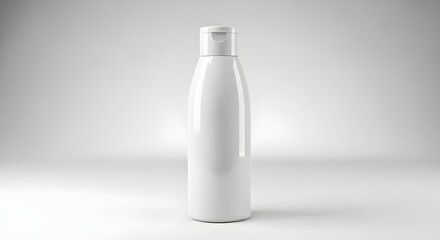 A white plastic bottle with a cylindrical shape and a screw on cap