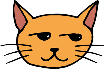 Cute pensive orange cat on white background.eps