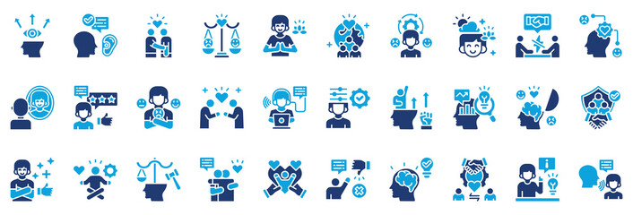 Emotional Intelligence Icon Collection Set. Glyph Color Style Icon Vector Illustration.