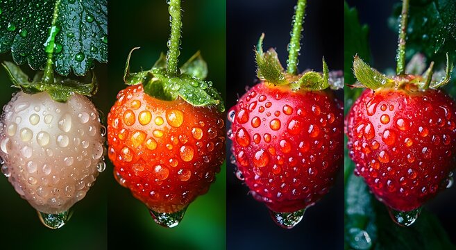 Fresh yumberry fruit with dew drops in macro view photo