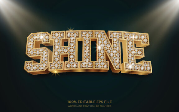 Glow and Shine diamond 3D editable text style effect