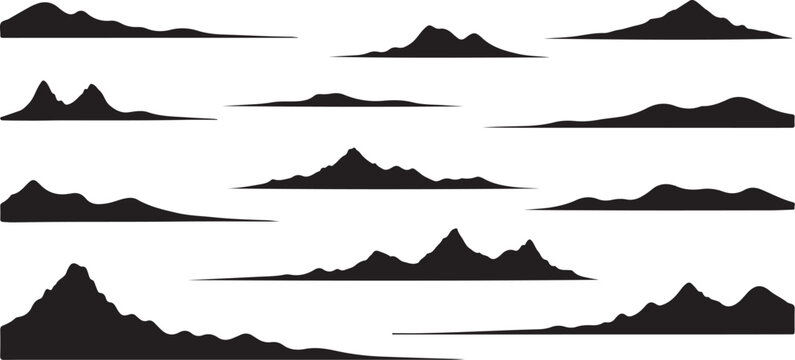 Mountain Silhouettes in Black and White Landscape Vector Illustration