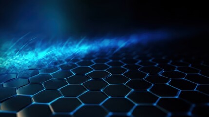 Fototapeta premium Generative AI created blue hexagon geometric pattern for background design, texture element, project
