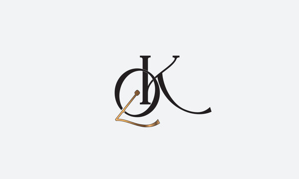 QK, KQ, Q, K Abstract Letters Logo Monogram