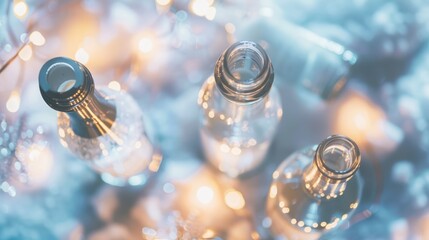 Clear Plastic Bottles with Water in Bright Warm Lighting for Refreshment and Hydration Promotion