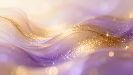 Purple and Gold abstract glowing wave background: delicate glitter grain gradient