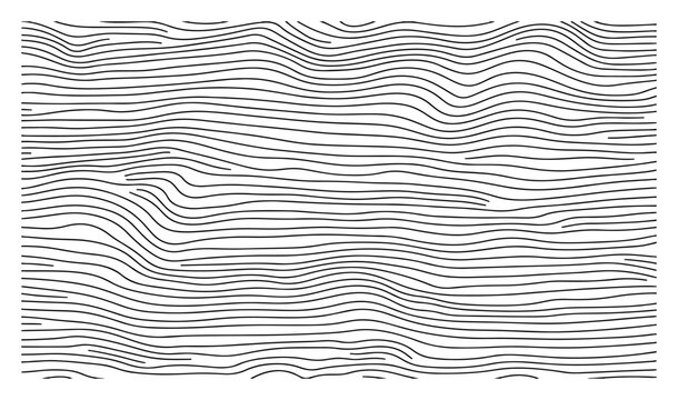 Abstract hand drawn wavy lines background with ink wood grain texture