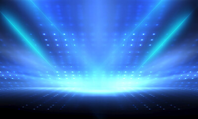Fototapeta premium Futuristic scene of blue neon light beam shining with speed movement on dark blue background.