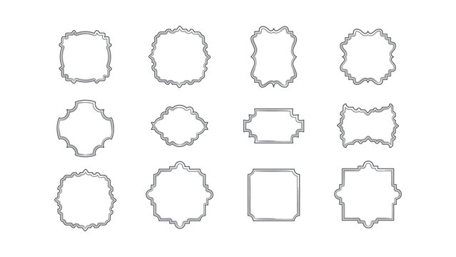 A comprehensive vector collection of sophisticated, elegant silver outline frames and labels, meticulously designed with a blend of vintage and classic aesthetics, showcasing an array of diverse ornam