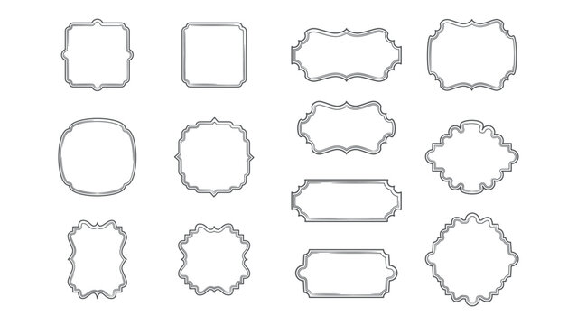 A comprehensive vector collection of sophisticated, elegant silver outline frames and labels, meticulously designed with a blend of vintage and classic aesthetics, showcasing an array of diverse ornam