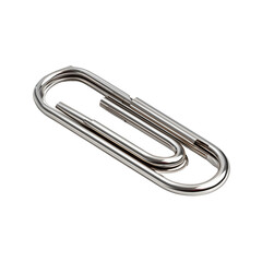 Metal paper clip isolated on transparent background