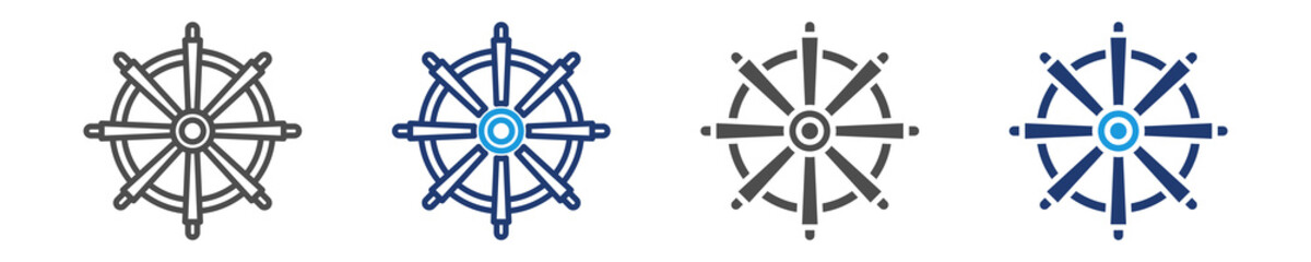 Fototapeta premium boat searing wheel icon set multiple style