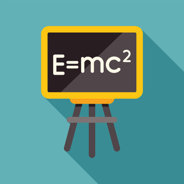 Blackboard with emc2 formula on a stand, representing physics and relativity concept