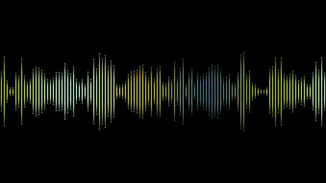 Abstract sound wave equalizer bars bouncing on black background, colorful, looping