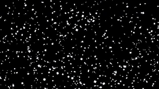 Confetti Burst from Below, Pop Up Burst and Falling Animation with Alpha Channel, 4K ProRes 4444, White - アルファ透過 紙吹雪 下から噴射して舞い落ちる ポップアップ噴射 CG素材  白