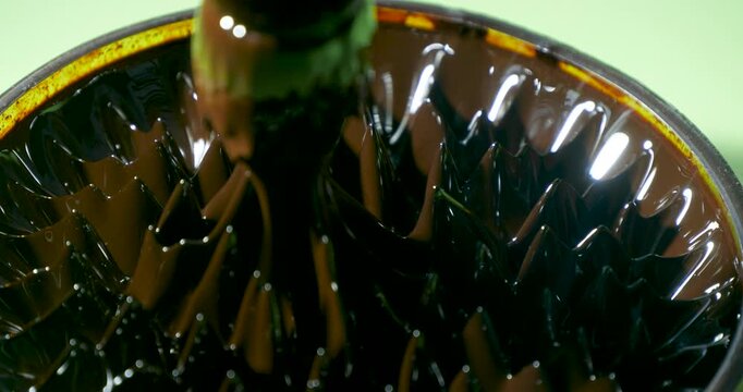 Ferrofluid. Ferromagnetic Fluid Creates Amazing Drawings Spikes in a Magnetic Field, Appearing and Disappearing