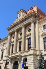 Obraz premium Bucharest city - architecture of National Bank of Romania (Banca Nationala A Romaniei). Central bank and monetary authority in Romania.