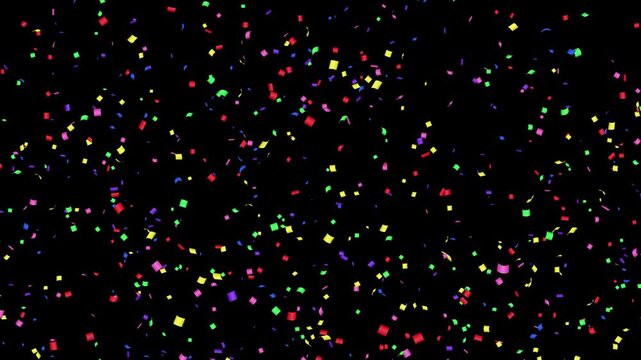 Confetti Burst from Below, Pop Up Burst and Falling Animation with Alpha Channel, 4K ProRes 4444, Colorful, multi color (Red Blue Yellow Green Pink Purple) - アルファ透過 紙吹雪 下から噴射して舞い落ちるポップアップ噴射 CG素材 カラフル