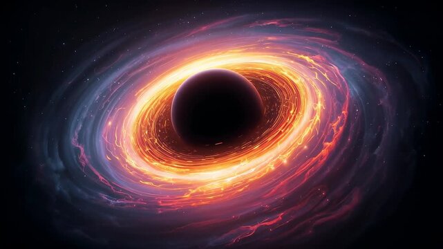 Rotating accretion disk circling black hole after ring flare, emitting hotspots in space by gravity