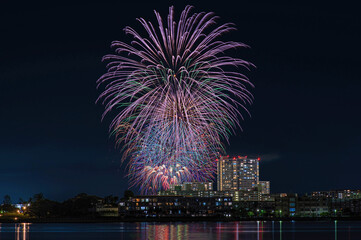 埠頭から望むFukuoka東区花火大会
