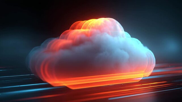 Cloud computing abstract with layered light gradients and futuristic depth